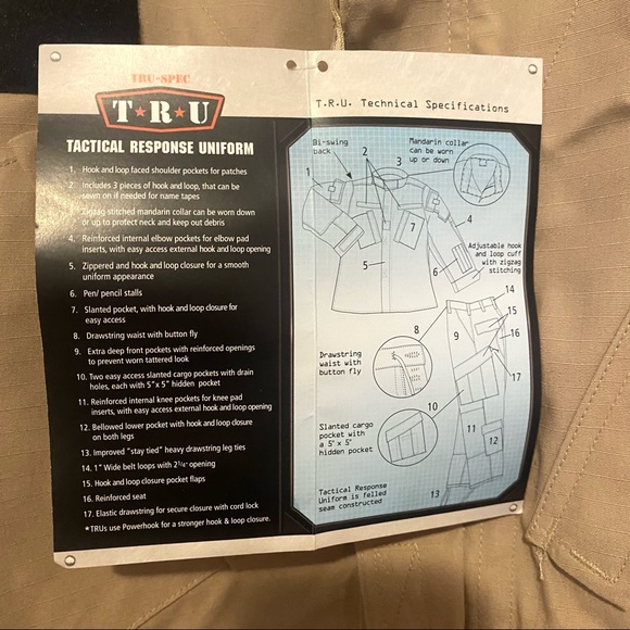 Tru Spec Professional Grade Khaki Tactical Response Uniform Top - Picture 3 of 8